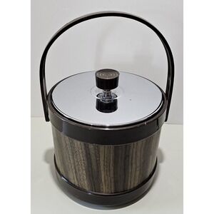Vintage Ice Bucket Faux Wood